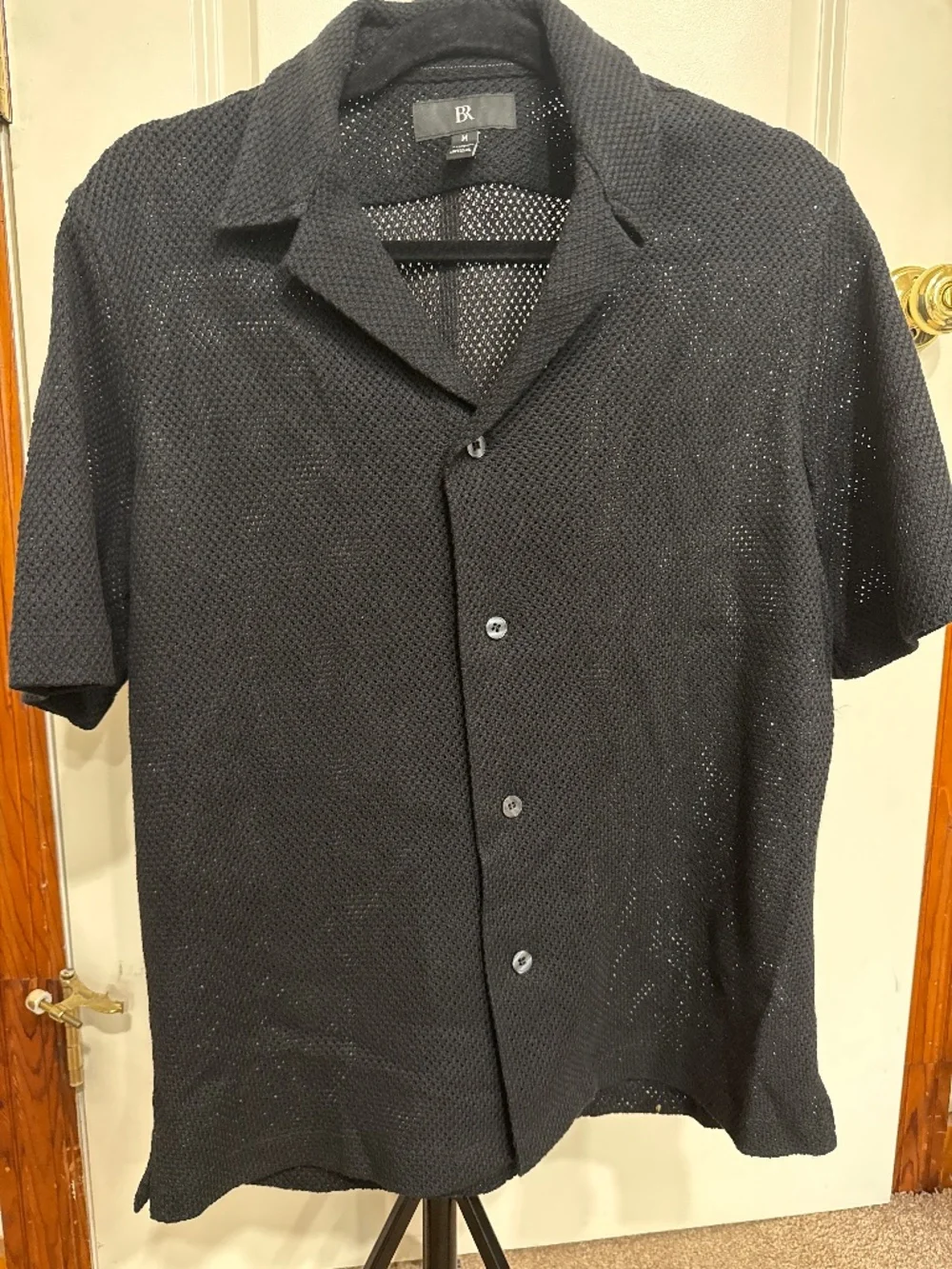 Banana Republic Black Mesh Button Down Shirt